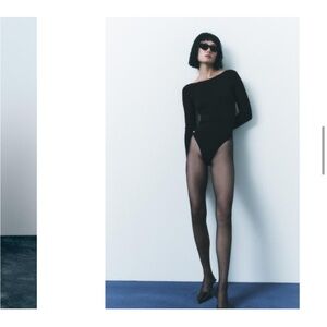 Zara Bodysuit High Neck Backless Rhine Stone Bejeweled Chain in Back